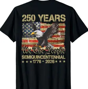 Eagle Flag 250 T-Shirt, 1776–2026 USA 250th Anniversary Patriotic Back Print Tee, Eagle Flag 250 Shirt, For Men & Women.