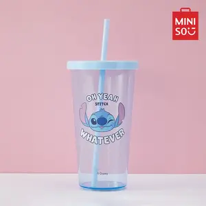 [Holiday Special]Disney Stitch Series Straw Plastic Cup (600mL / 20oz) – Blue Stitch Drinking Cup, Perfect for Cold Drinks and Beverages, Birthday Gifts, Festive Gifts, School Gifts,cozyvibes