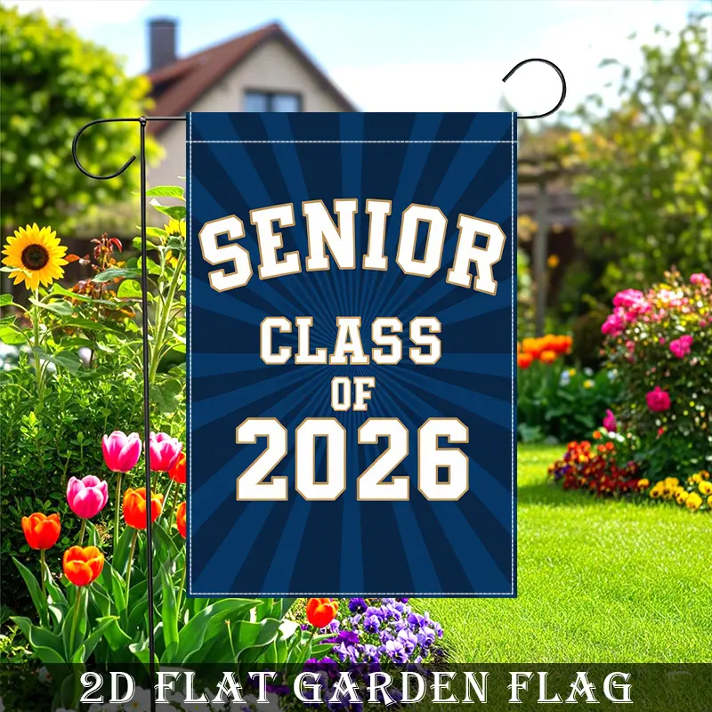 PAUSEBOLL Graduation Theme Bachelor's Hat Graduation Party Decoration Decoration Garden Flag Banner, Perfect for Outdoor Yard Lawn Decor, Double Sided Garden Flags,Festival Courtyard Decoration