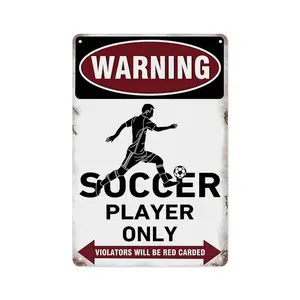 Boys & Girls Soccer Room Decor, Soccer Gifts, Men Bedroom Wall Soccer Sign, Metal Soccer Player Only Signsr 12x8 Inch