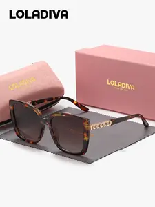 1 Pair LolaDiva Unisex Full Frame Square Frame Styling Trendy Square Sunglasses Exudes Refinement UV400