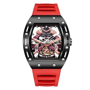 Boutique New Barrel-Shaped Watch Large Dial Black Warrior Luminous Waterproof Skeleton Quartz Watch Men's Watch