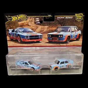 Hot Wheels Premium Lancia Rally 037 & Fiat 131 Abarth Gulf Oil 2 Cars Pack 1/64 Scale Collectible Diecast Models Boulevard