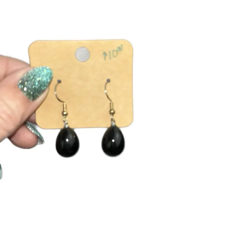 Black onyx Drop Earrings in S925 Sterling Silver - Genuine Natural Gemstone, Tarnish Resistant, Elegant Design for Adults