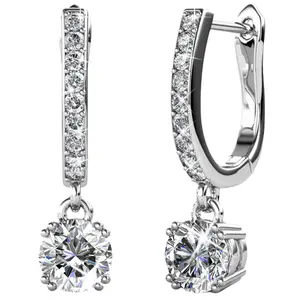 McKenzie 18k White Gold Plated Drop Dangle Earrings with Simulated Diamond Crystals McKenzie 18k White Gold Plated Drop Dangle Earrings with Simulated Diamond Crystals