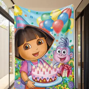 Adventurous Dora Blanket, Super Soft and Warm, Multifunctional Sofa Throw, Ideal Gift for Naps, Camping, Travel