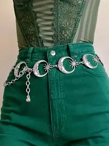 Boho Vintage Waist Chain for Women, Moon and Sun Design, Adjustable Belt for Pants and Dresses, Outdoor Activities Gift