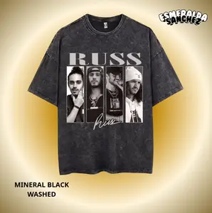Russ Rap Graphic Tee Vintage Washed Shirt Unisex Streetwear for Hip Hop Fans