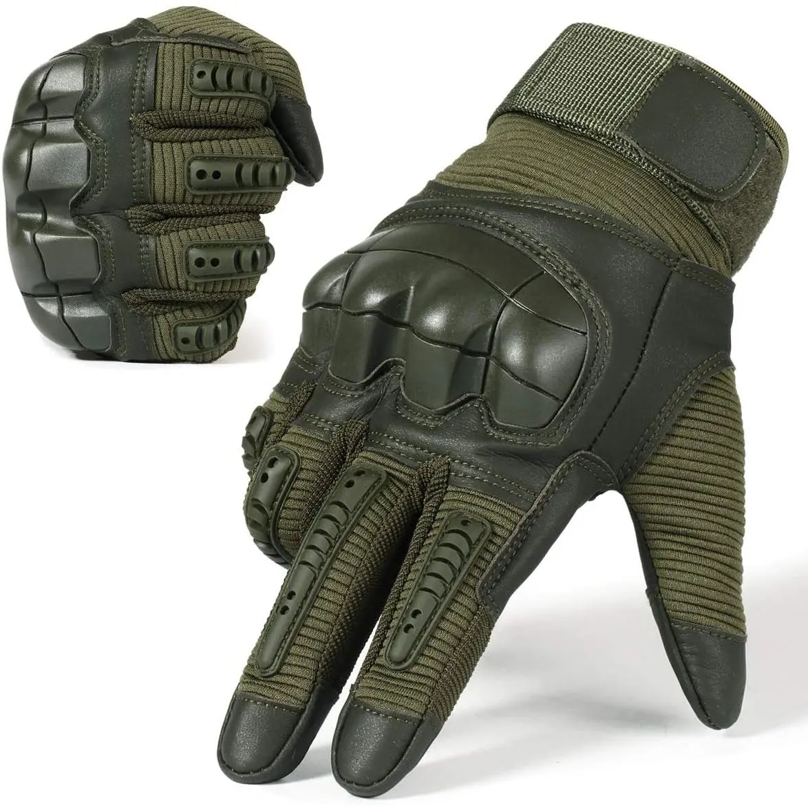 Men's Tactical Gloves, Full Finger Hard Knuckle Protection with Touchscreen for Motorcycle, Airsoft & Outdoor Sports, Adult, Multi-Size, 1 Pair Of Gloves, Abrasion Protection, Microfiber Leather, Durability, Dual-Layer Palm Reinforcement, Impact Guard, Fi