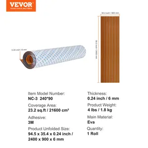 VEVOR Boat Flooring, EVA Foam Boat Decking 94.5x 35.4, Non-Slip Self-Adhesive Flooring, 23.2 sq. ft Marine Carpet for Boats, Yacht, Pontoon, Kayak Decking