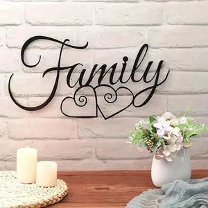 Family Wall Decor Metal Sign for Home, Dining Room, Kitchen & Door, Durable Iron Craft Wall Hanging Decoration