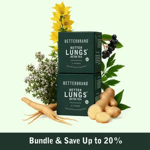 Betterbrand Lung Detox Tea | 30 Day Supply (Two Boxes, 30 Teabags Included) - Mullein Leaf, Ginseng, Elderberry, Ginger & Thyme for Lung Cleanse & Mucus Detox - 30 Tea Bags for Healthy Natural Respiratory Relief