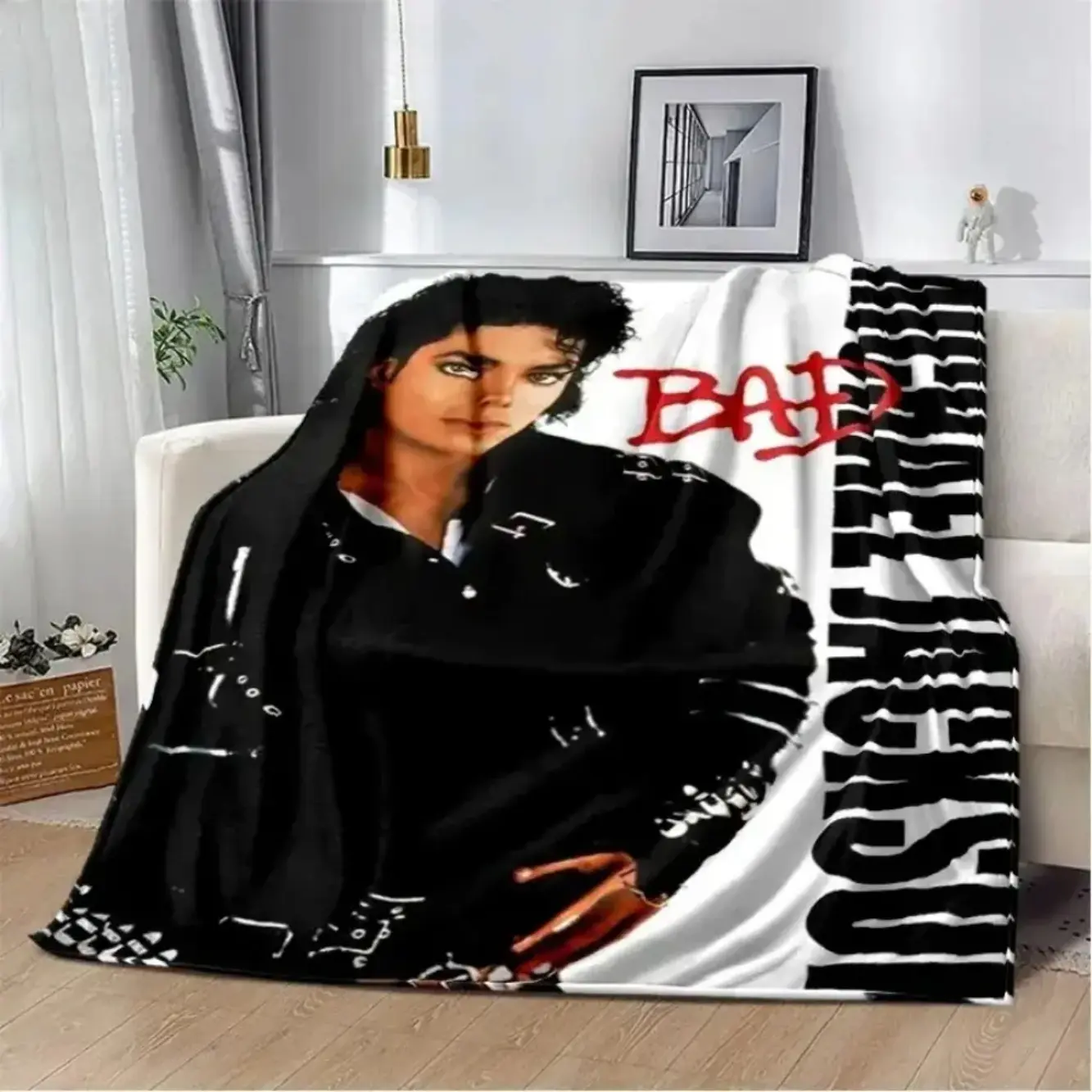 Michael Jackson Retro Printed Hd Blanket For Home Bedroom Sofa Travel Office Adults Soft Cozy Warm Plush All Season Flannel Blanket Throw Music Fans Legend Merch Gift