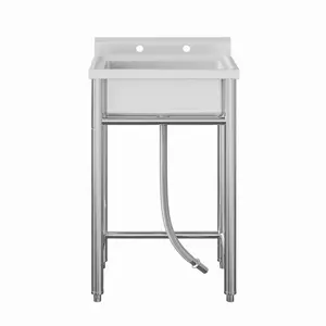 Commercial Stainless Steel Kitchen Freestanding Sink,Utility Kitchen Sink with Pipe,Filter Drainer for Laundry Yard Garage Kitchen Shop, 28*20*34 Inch
