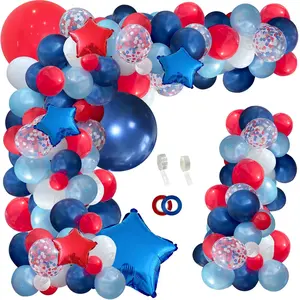 142Pcs Red White And Blue Balloon Arch Garland KitNavy Blue For Blue Birthday Baseball Nautical Theme Party Flag Party Election Party July 4Th Decorations