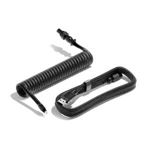 Black Keyboard USB-C Coiled Cable | Detachable Metal Connectors | Double-sleeved Cable | Gaming Keyboard Cable