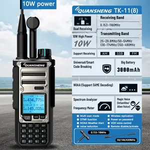 Quansheng UV-TK118 Dual-Band 10W High-Power Walkie Talkie with NOAA Weather Alerts | 999 Programmable Channels, Voice Prompts, USB-C Fast Charging | Rugged for Outdoor, Emergency & Group Use
