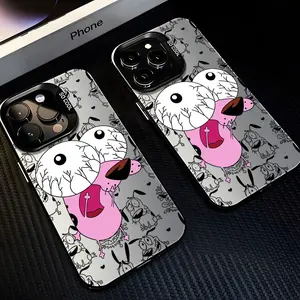 Cartoon Funny Cowardly Puppy Phone Case Suitable for iPhone 17 16e 16 15 14 13 12 11 Mini Pro Max Air X XR XSMAX 8 7 Plus Anti Fall Protection Matte Back Cover