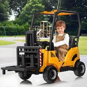 12V Ride on Forklift Car with Tent, Electric Ride on Car with Remote Control, Liftable Fork, Pallet, Built-in Music for Boys and Girls
