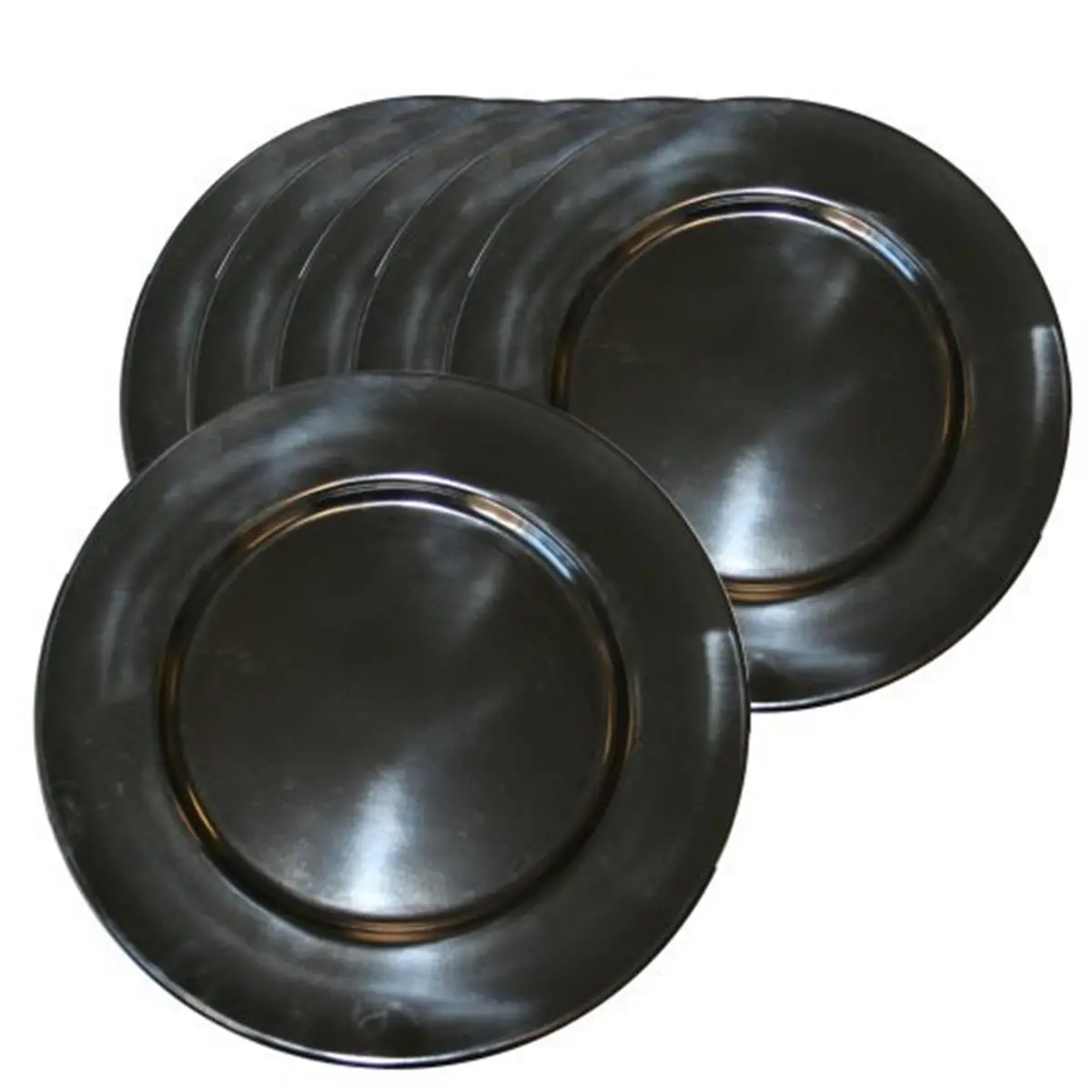 212 MAIN Sturdy Solid 6-Piece Melamine Dinnerware Set - Black Plates for Kitchen Tableware, Dinnerware Sets