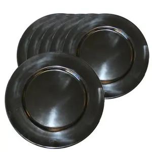 212 MAIN Sturdy 6-Piece Melamine Material Dinnerware Set, Black Melamine Plateset for Kitchen Tableware