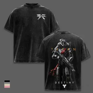 Destiny 2 Design Model 6 Vintage Washed Graphic T-Shirt, Oversized Heavyweight Cotton Guardian Tee, Retro Sci-Fi RPG Gamer Streetwear Shirt, Premium Unisex Gaming Apparel, Collector Fan Gift, Fantasy Adventure Merch