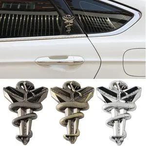 Black Mamba Logo 3D Metal Car Sticker, 4.25in x 3.15in, Silver/Bronze/Dark Silver