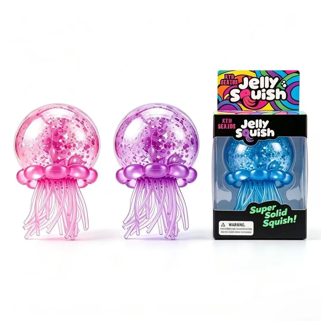 KIDGENIUS Non-Toxic Soft Jellyfish Squishies Stress Ball - Dual-Use Fidget Stress Relief Toys, Cute Squishy for Kids, Ideal Birthday Gift & Party Favors