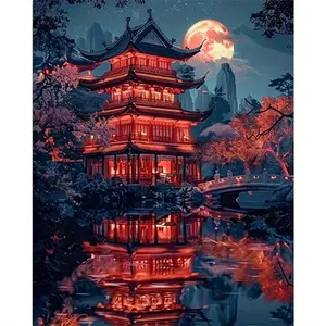 1PCS Cloud Palace, 16x20 Inch, Frameless, Suitable for Art Students DIY Digital Painting Kit, Professional Paintings, Paint by Numbers, Handcraft Art Set, Diy Painting Supplies, Acrylic Painting, For Home Wall Decoration and Gifts, Frame Not Included