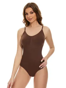 Plus Size Seamless Body Shaper Jumpsuit, Abdomen Control Thigh Lifter One-Piece Bodysuit, Sleeveless Tight-Fitting Tank Top