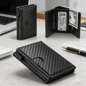 Men RFID Blocking Leather Credit Card Holder Wallet 15 Cards Large Capacity ID Windows Cash Slot Daily Use Gift Party Favors Supplies
