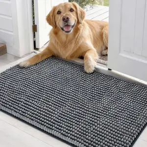 Super Absorbent  Door Mat for Muddy Paws 30x20 Inch Indoor, Front Doormat Outside Entrance, Quick Dry Chenille Washable  Crate Bed, Non-Slip Pet Rug Mud Mat Outdoor Entryway, Grey