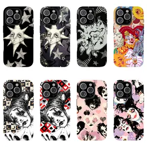 Dreamy Celestial Sun and Moon Case | Vintage P.ierrot Goth Aesthetic | Mystical Starry Night Art Cover | for iPhone 17/16/15/14/13/12/11ProMax Plus for Samsung phones, suitable for both men and women, Perfect Gift for Women Men.A gift for the fans.