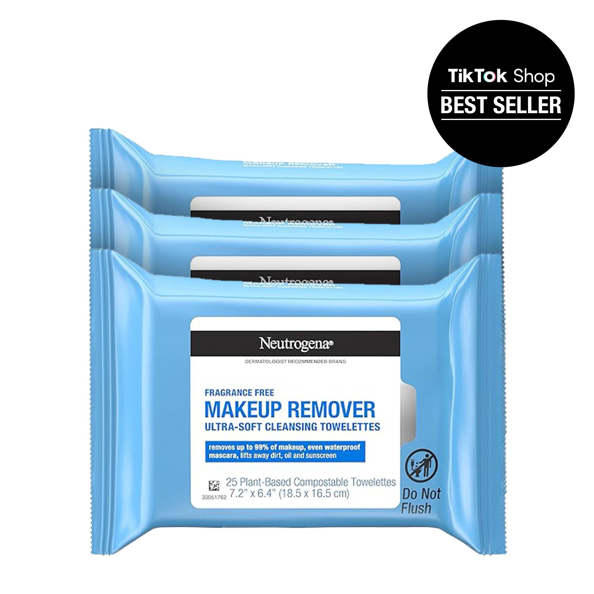 Neutrogena Cleansing Fragrance Free Makeup Remover Face Wipes 3-Pack 75 Count Alcohol-Free Gentle Oil Control Waterproof Daily Facial Cleanser