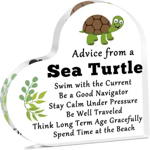 Inspirational Desk Sign Acrylic Plaque Turtle Gifts for Turtle Lovers Motivational Desk Decor Signs Home Decor Products for Sea Turtle Lovers Friends Coworker Family Daughter Son Sister Christmas Office Accessories Acrylic Desktop Decoration