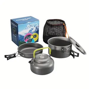 Aluminum Camping Cookware Set, Non-Stick Portable Outdoor Tableware, Durable Lightweight Design for Hiking BBQ Picnic Use