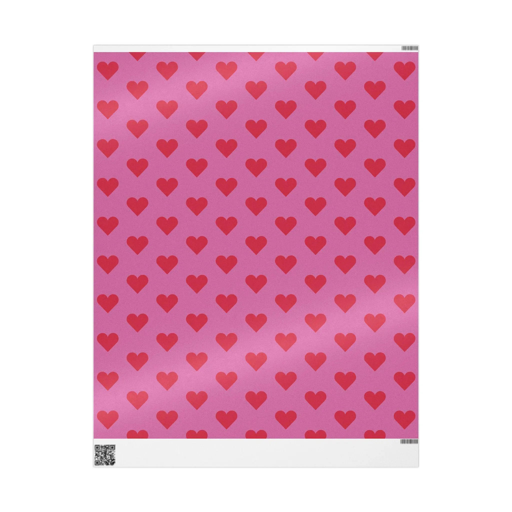 2026 Red Heart Pattern Pink Wrapping Paper | Valentine Repeat Hearts