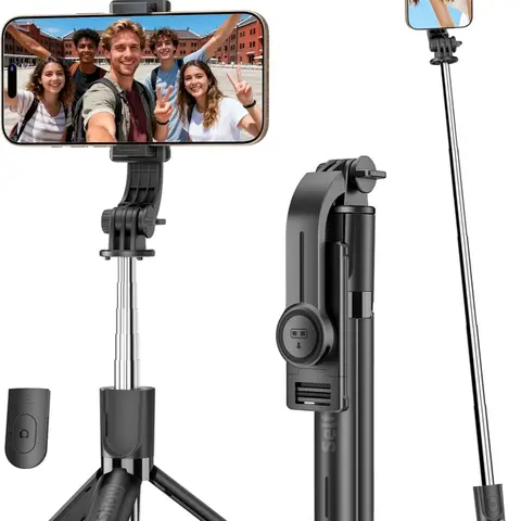 PICRYU 3-in-1 Aluminum Alloy Selfie Stick Tripod with Light & Wireless Controller, 41in Extendable (Max 62in Ext.), Foldable Portable Vlogging Kit with Camera Mount, Cellphone Connection for iPhone 17/16/15/14/13 & Samsung Android Accessories#SummerWins