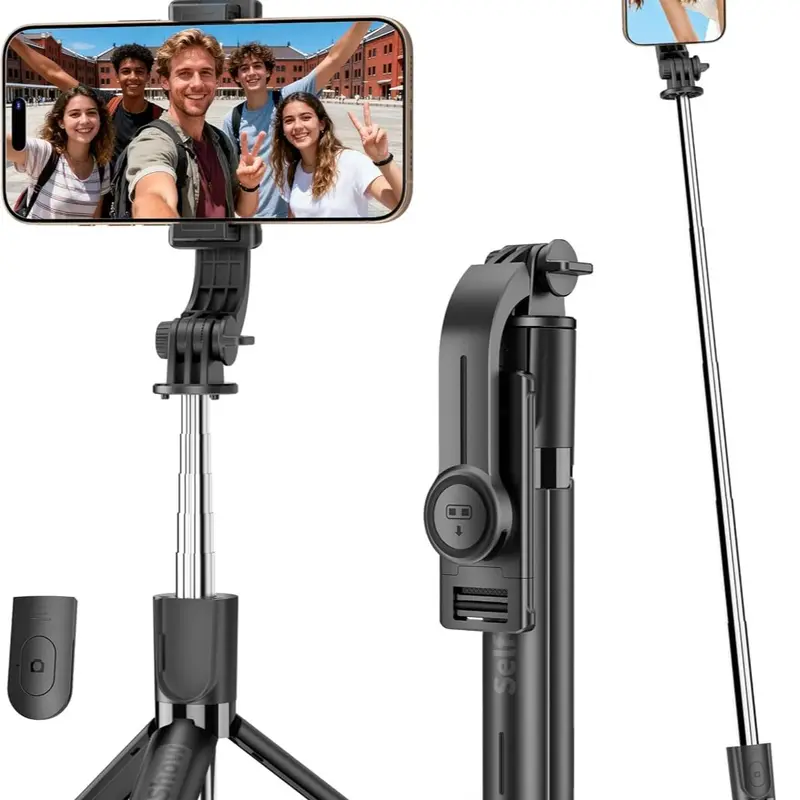 PICRYU 3-in-1 Aluminum Alloy Selfie Stick Tripod with Light & Wireless Controller, 41in Extendable (Max 62in Ext.), Foldable Portable Vlogging Kit with Camera Mount, Cellphone Connection for iPhone 17/16/15/14/13 & Samsung Android Accessories#SummerWins