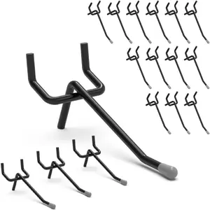 Black Pegboard Hooks 2 Inch, 50 count, Peg Board Hooks, fit 1/8" or 1/4" Pegboard, Peg Board Hooks for  Tool
