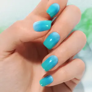 Mermaidcore Semi Cured Gel Nail Strips 20+6 Individual Trial Strips | Ocean Blue Gradient | Includes 6 Extra Strips to Try | 5-Min UV Cure | OAUEE