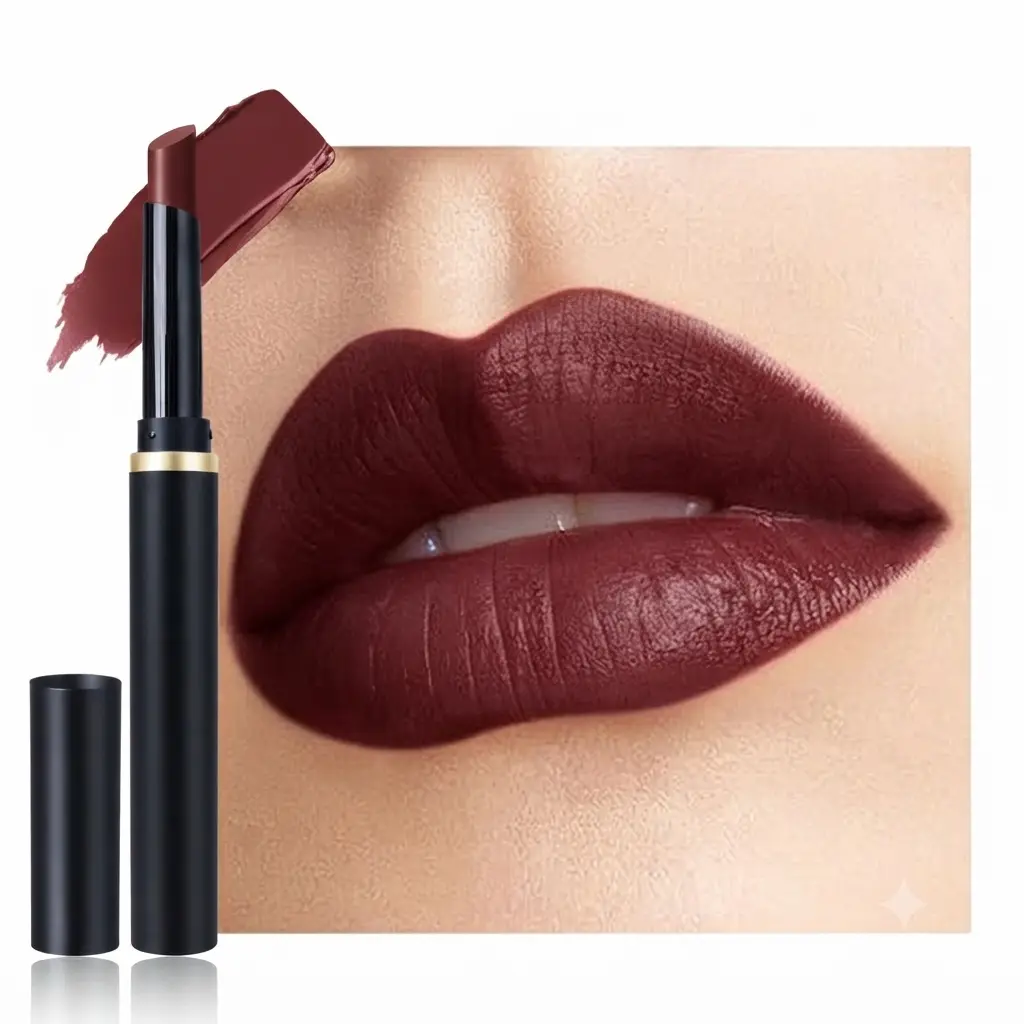 Deep Burgundy Velvet Matte Lipstick,Creamy Lightweight Hydrating Lip stick, Highly Pigmented Long Lasting Waterproof Lip Color, Smooth Non-Drying Soft Lip Makeup for Women Vegan & Cruelty-Free