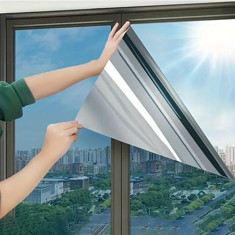 Window Glass Film, 1 Roll Heat Insulation Anti-peeping & Sunshade Window Film, Balcony Office One-way Perspective Sticker Film