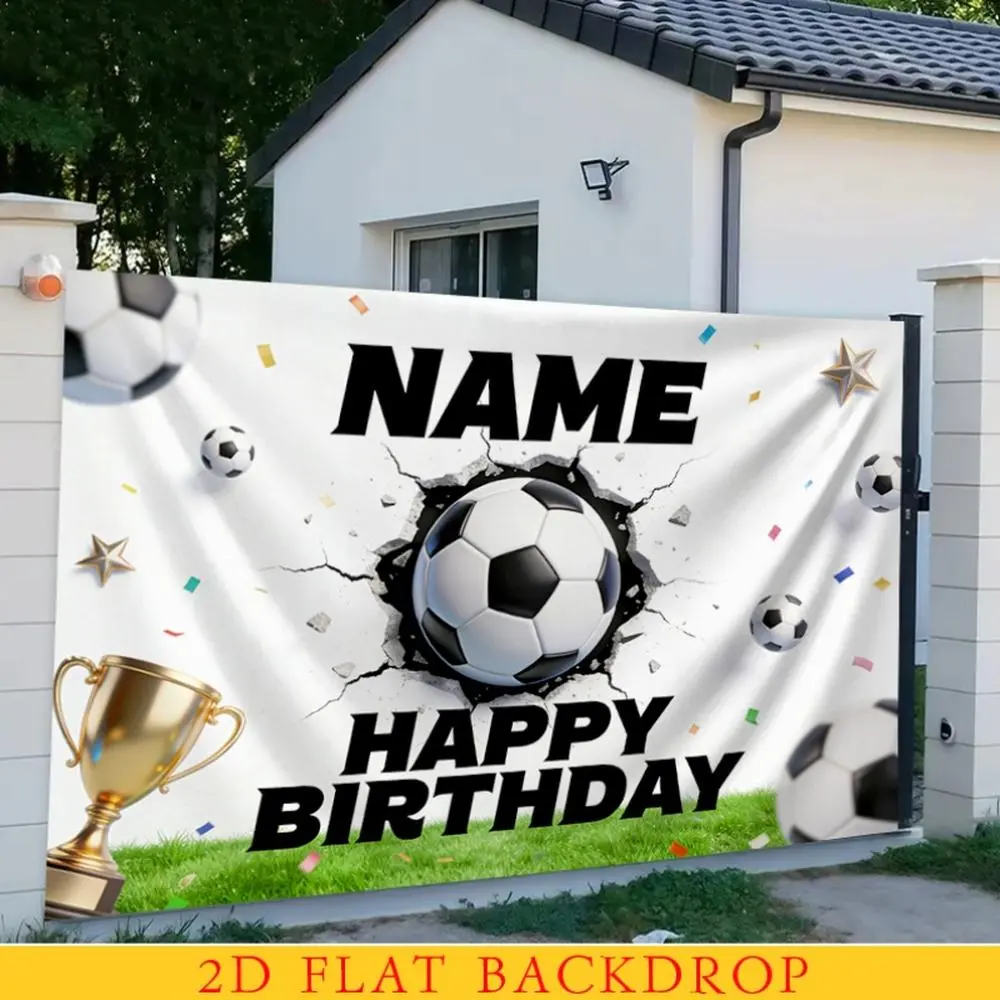 1PC,2D Flat Backdrop Football - Themed Birthday Decor Backdrop, Personalized Name Customizable, Party Scene Decoration Hanging Cloth, Kids' Birthday Party Background Wall Decor, Outdoor & Indoor Festival Party Decor Tapestry
