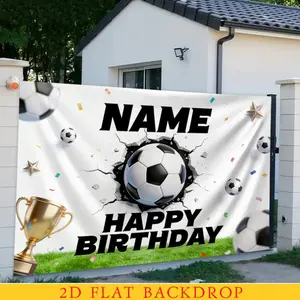 1PC,2D Flat Backdrop Football - Themed Birthday Decor Backdrop, Personalized Name Customizable, Party Scene Decoration Hanging Cloth, Kids' Birthday Party Background Wall Decor, Outdoor & Indoor Festival Party Decor Tapestry