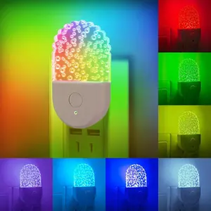 Night Light for Kids Bubble Night Light Plug into Wall LED Wall Lamp RGB LED Nightlight Plug Into Dusk to Dawn Sensor Bedside Lamp for for Living Room Bedroom