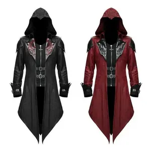 Designer clothing men 2 Color Assassin Cosplay Medieval Man Streetwear Hooded Jackets Outwear Costume