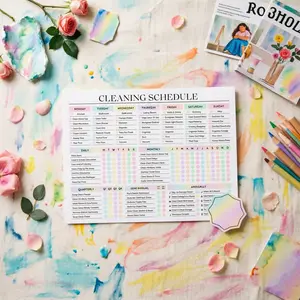 10 Sheets Cleaning Schedule Board, Daily Weekly Monthly Chores Checklist, Rainbow Color Home Task List, Family Cleanliness Management Tool