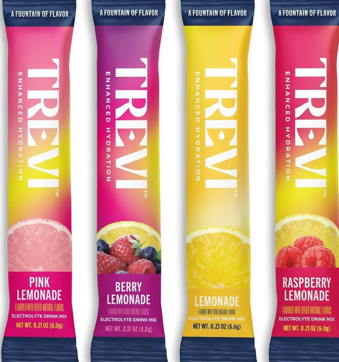 TREVI™ Everyday Sugar Free Electrolytes - Essential Drink Mix Hydration Powder Packets - 28 Count - Lemonade Variety Pack - Lemonade, Pink Lemonade, Raspberry Lemonade, Berry Lemonade