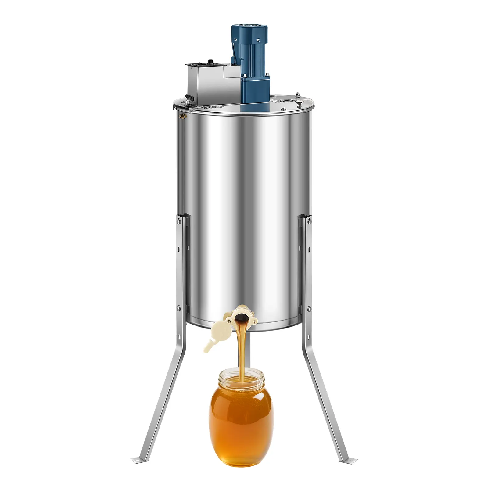 【Summerfinds】VEVOR 3-Frame & Space-Saving Electric Honey Extractor, 26-33.8 in Height Adjustable, 140W Stainless Steel Drum Spinner with Transparent Lid, Speed Control, Medium Frames Beekeeping Equipment